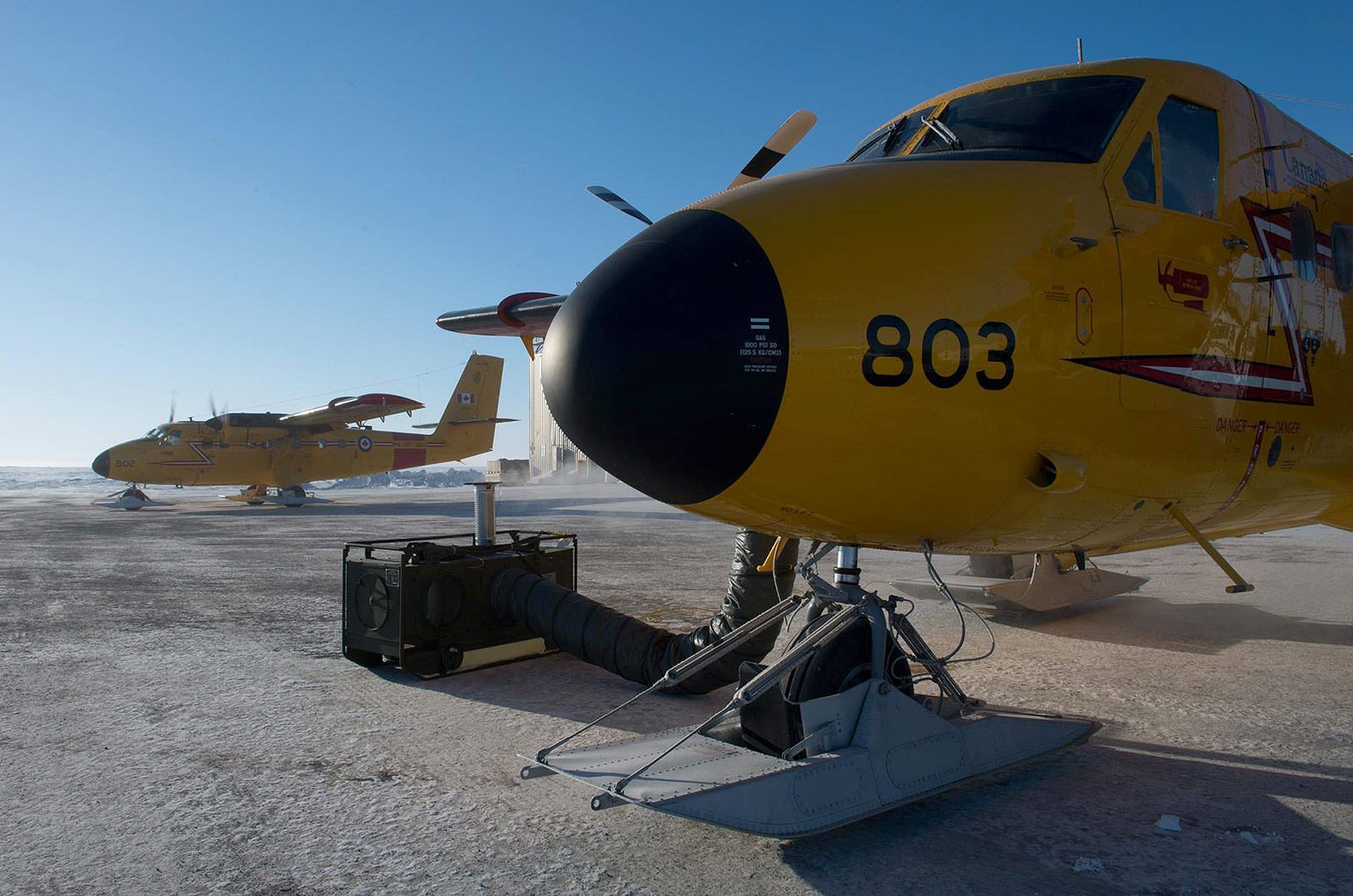DEW space heater heating twin Otter aircraft in the Arctic.
